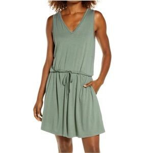 SWEATY BETTY Heath Green Take It Easy Drop Waist Mini Dress